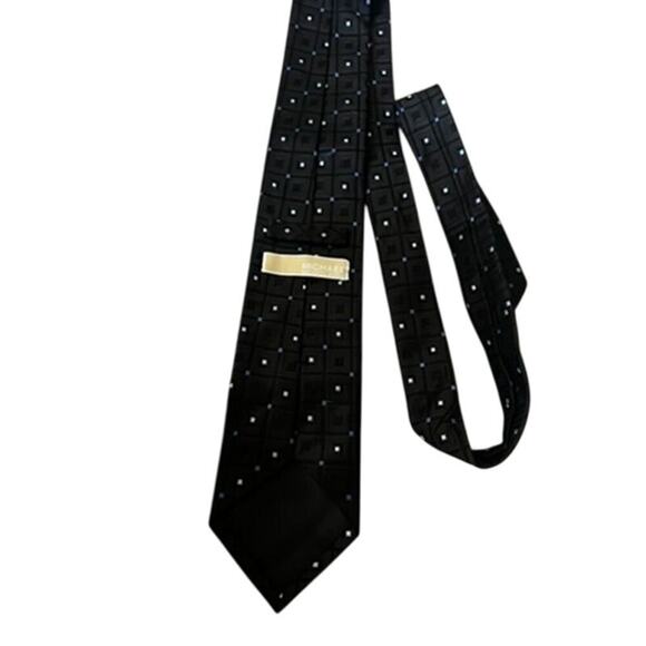 Michael Kors mens neck tie black w white squares pattern 100% silk - Picture 1 of 4